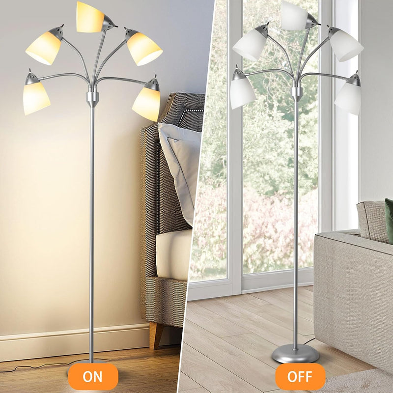 LED Floor Lamp with Frosted Glass Globe 3000K
