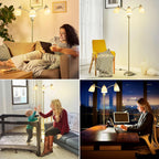 LED Floor Lamp with Frosted Glass Globe 3000K