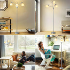 LED Floor Lamp with Frosted Glass Globe 3000K