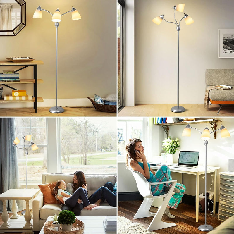 LED Floor Lamp with Frosted Glass Globe 3000K