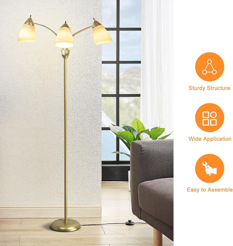 LED Floor Lamp with Frosted Glass Globe 3000K