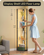 LED Floor Lamps with Shelves 4 Layers Wood