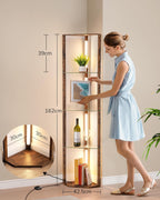 LED Floor Lamps with Shelves 4 Layers Wood