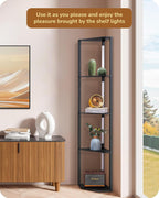 LED Floor Lamps with Shelves 4 Layers Wood