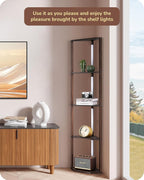 LED Floor Lamps with Shelves 4 Layers Wood