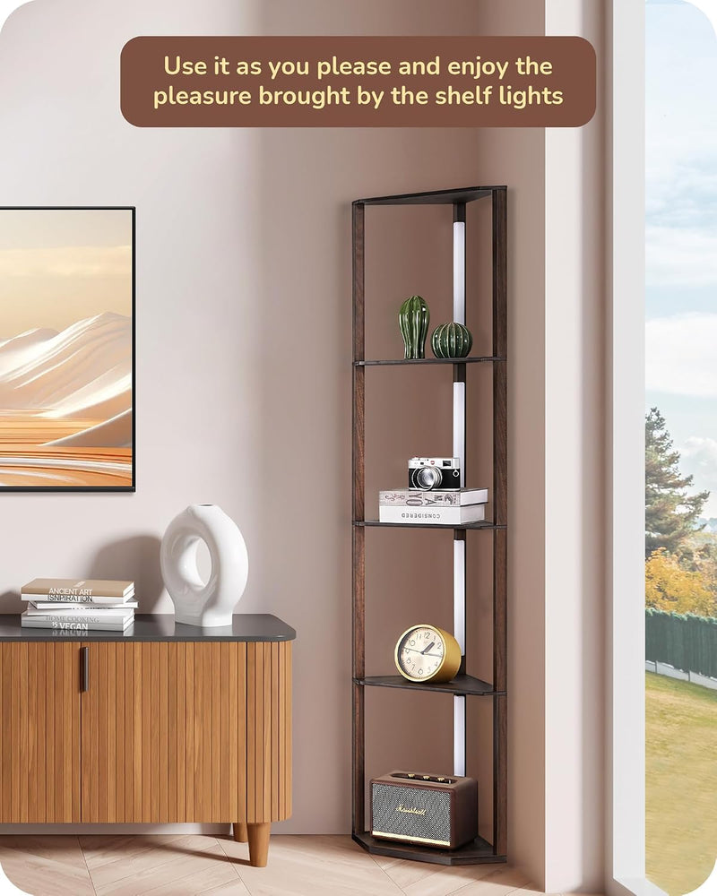 LED Floor Lamps with Shelves 4 Layers Wood