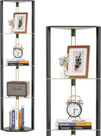 LED Floor Lamps with Shelves 4 Layers Wood