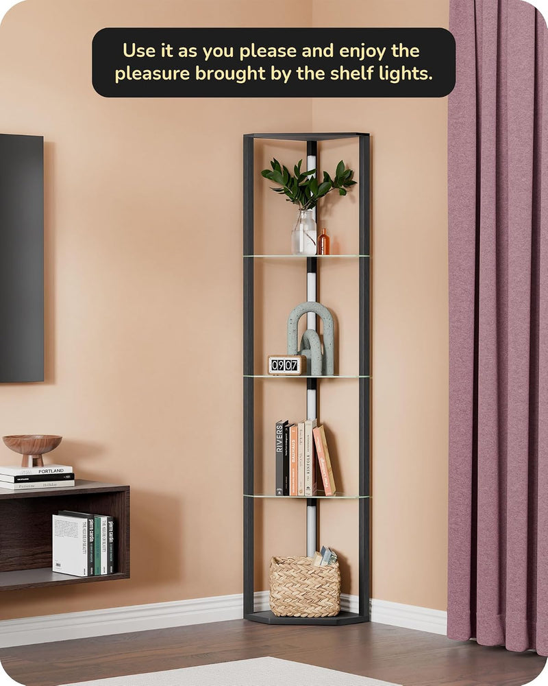 LED Floor Lamps with Shelves 4 Layers Wood