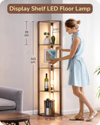LED Floor Lamps with Shelves 4 Layers Wood