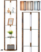 LED Floor Lamps with Shelves 4 Layers Wood