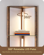 LED Floor Lamps with Shelves 4 Layers Wood