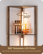 LED Floor Lamps with Shelves 4 Layers Wood