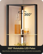 LED Floor Lamps with Shelves 4 Layers Wood