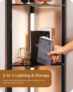 LED Floor Lamps with Shelves 4 Layers Wood