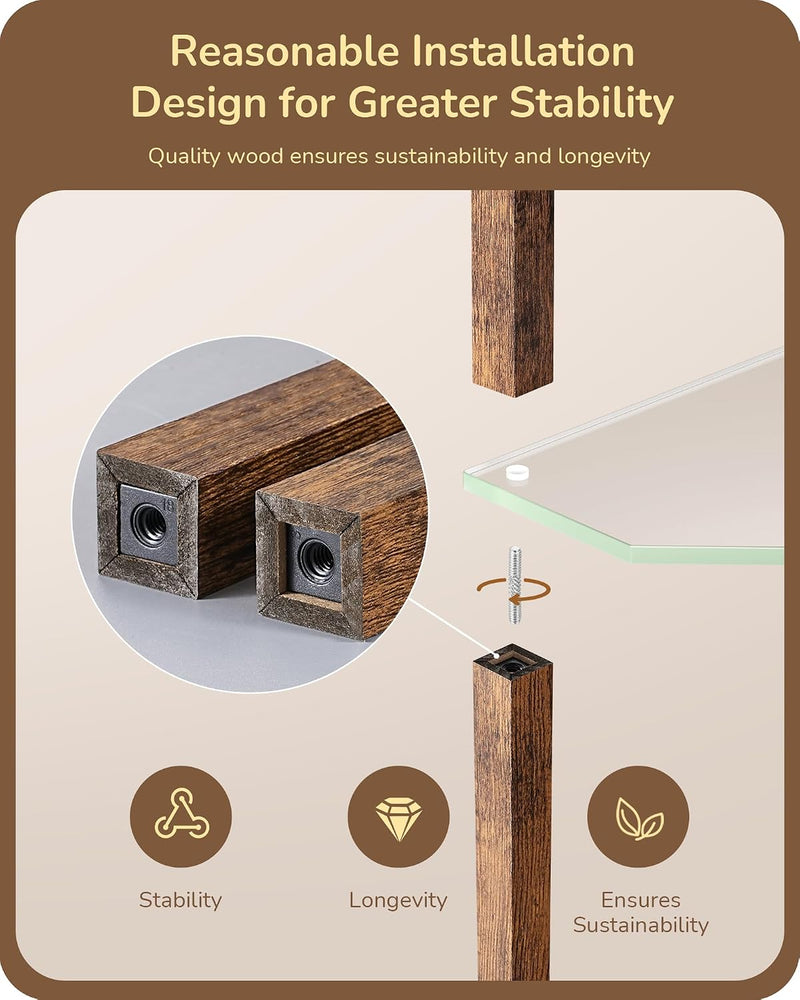 LED Floor Lamps with Shelves 4 Layers Wood