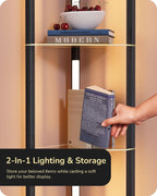 LED Floor Lamps with Shelves 4 Layers Wood