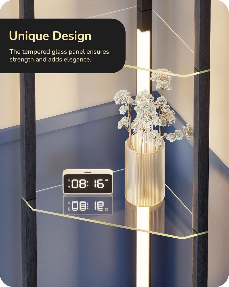 LED Floor Lamps with Shelves 4 Layers Wood