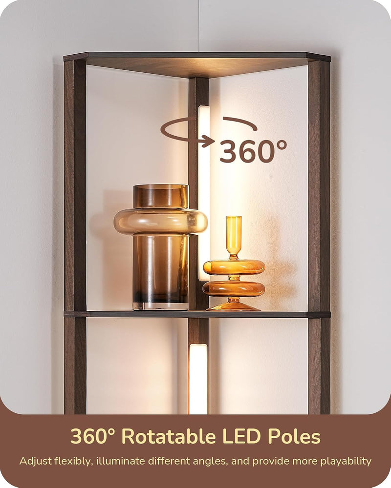 LED Floor Lamps with Shelves 4 Layers Wood