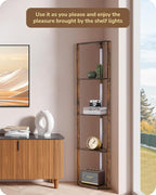 LED Floor Lamps with Shelves 4 Layers Wood