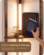 LED Floor Lamps with Shelves 4 Layers Wood