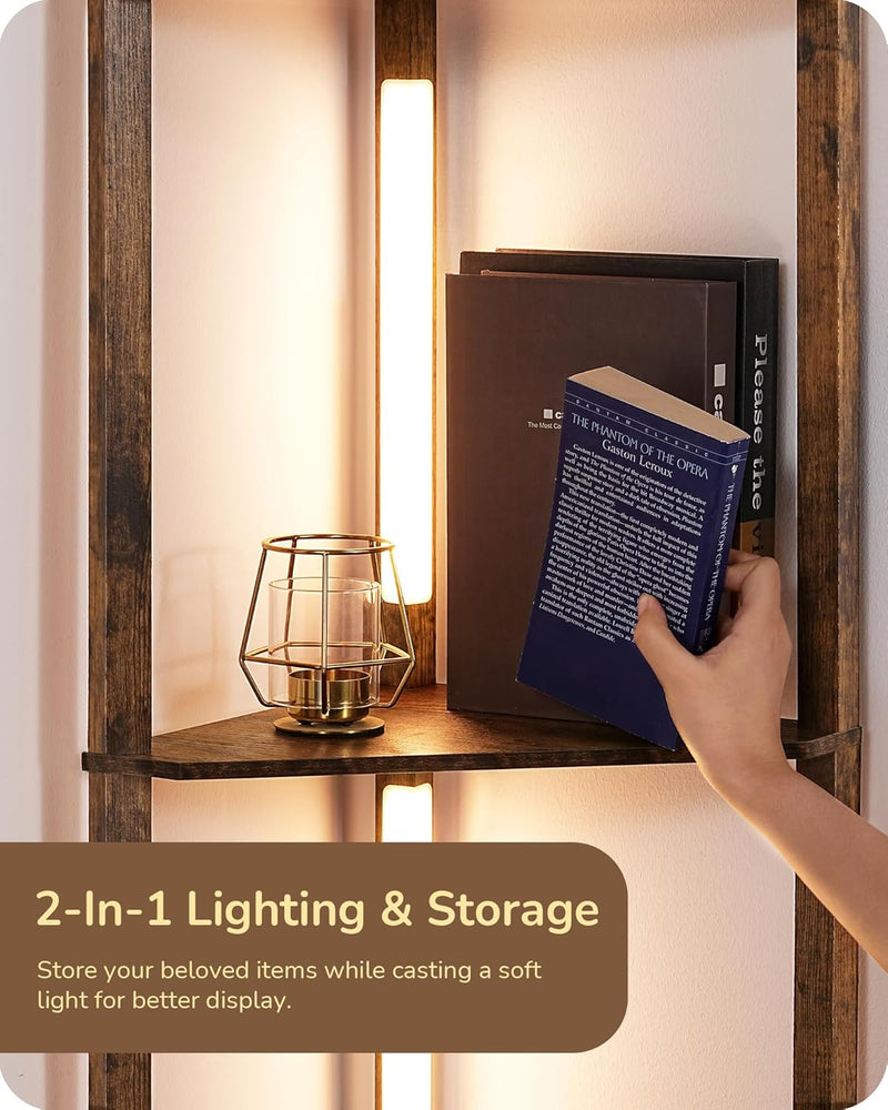 LED Floor Lamps with Shelves 4 Layers Wood