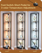 LED Floor Lamps with Shelves 4 Layers Wood