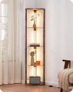 LED Floor Lamps with Shelves 4 Layers Wood