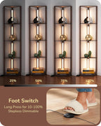 LED Floor Lamps with Shelves 4 Layers Wood