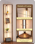 LED Floor Lamps with Shelves 4 Layers Wood