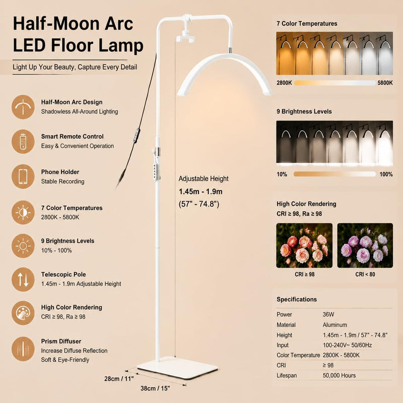 LED Half Moon Light with Remote Controller 36W