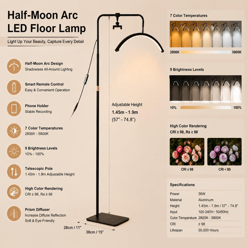 LED Half Moon Light with Remote Controller 36W
