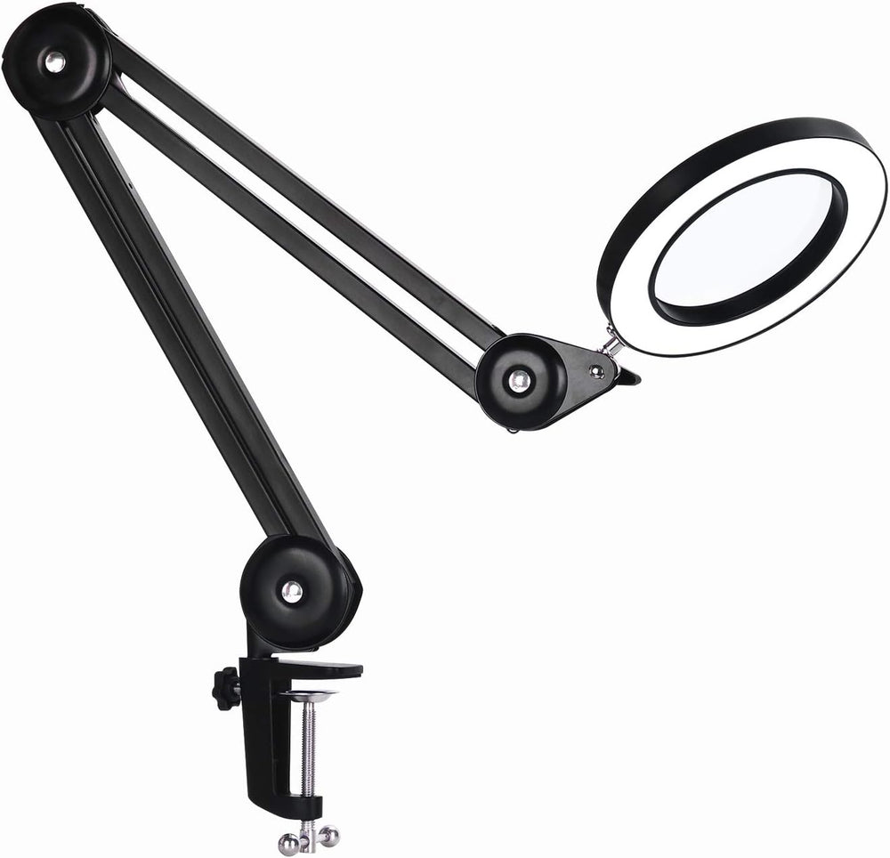 LED Magnifying Lamp Illuminated Magnifier with Clamp Metal