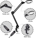 LED Magnifying Lamp Illuminated Magnifier with Clamp Metal