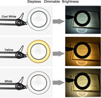 LED Magnifying Lamp Illuminated Magnifier with Clamp Metal