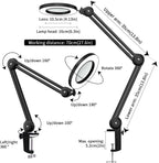 LED Magnifying Lamp Illuminated Magnifier with Clamp Metal