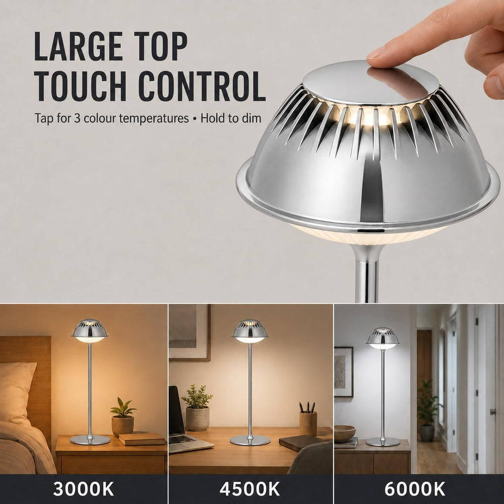 LED Modern Rechargeable Table Lamp Chrome Vioa