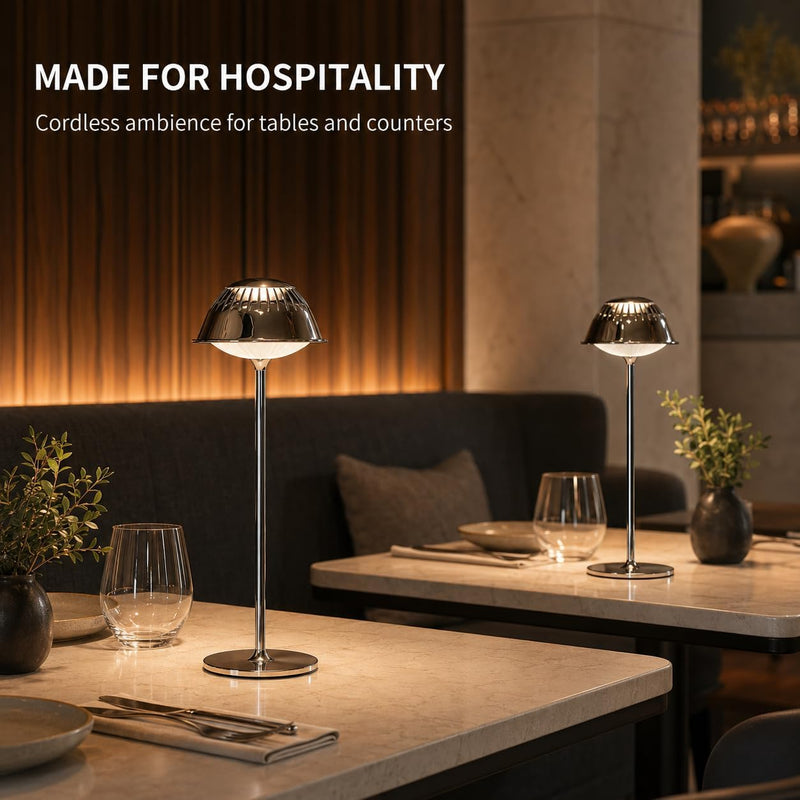 LED Modern Rechargeable Table Lamp Chrome Vioa