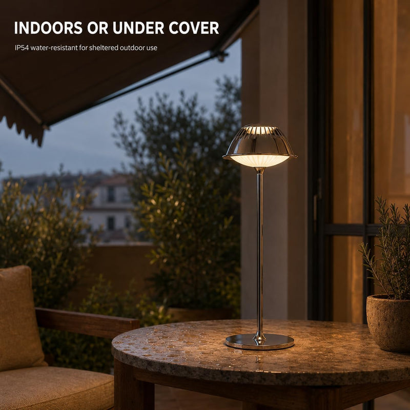 LED Modern Rechargeable Table Lamp Chrome Vioa