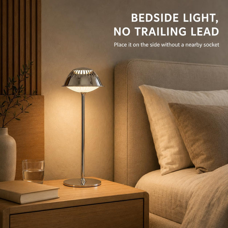 LED Modern Rechargeable Table Lamp Chrome Vioa