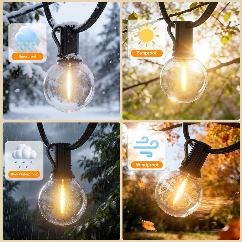 LED Outdoor String Lights 200FT 60m Festoon Shatterproof