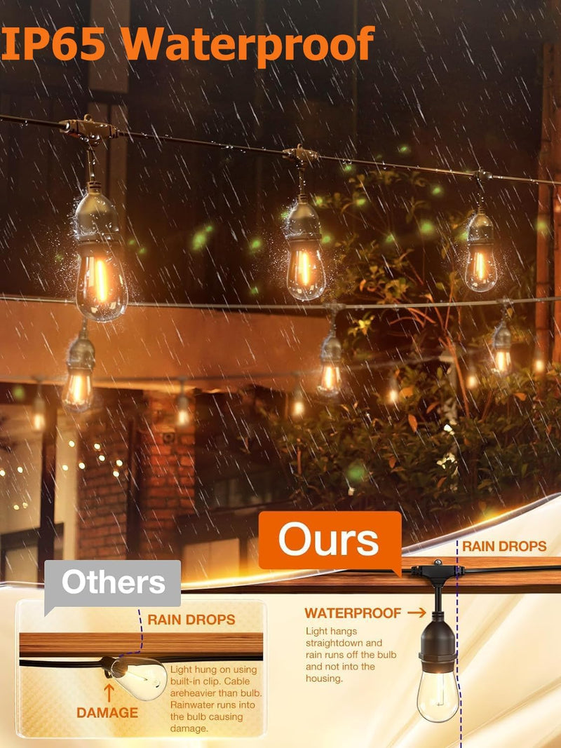 LED Outdoor String Lights S14 128FT 39m Festoon