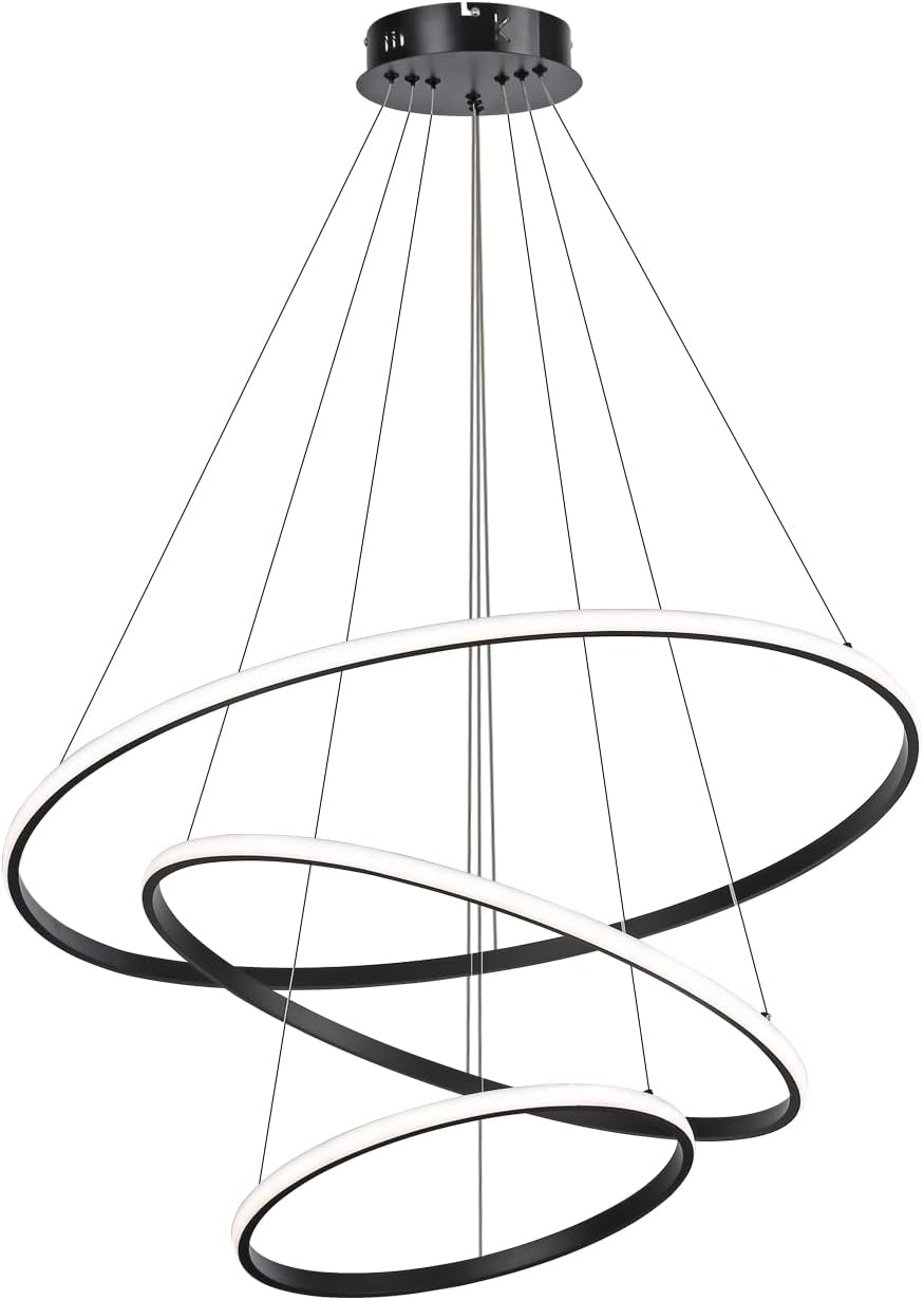 Pendant Dimmable 3 Ring Acrylic Chandelier Lighting Fixture