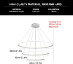 Pendant Dimmable 3 Ring Acrylic Chandelier Lighting Fixture
