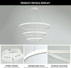 Pendant Dimmable 3 Ring Acrylic Chandelier Lighting Fixture