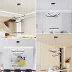 Pendant Dimmable 3 Ring Acrylic Chandelier Lighting Fixture