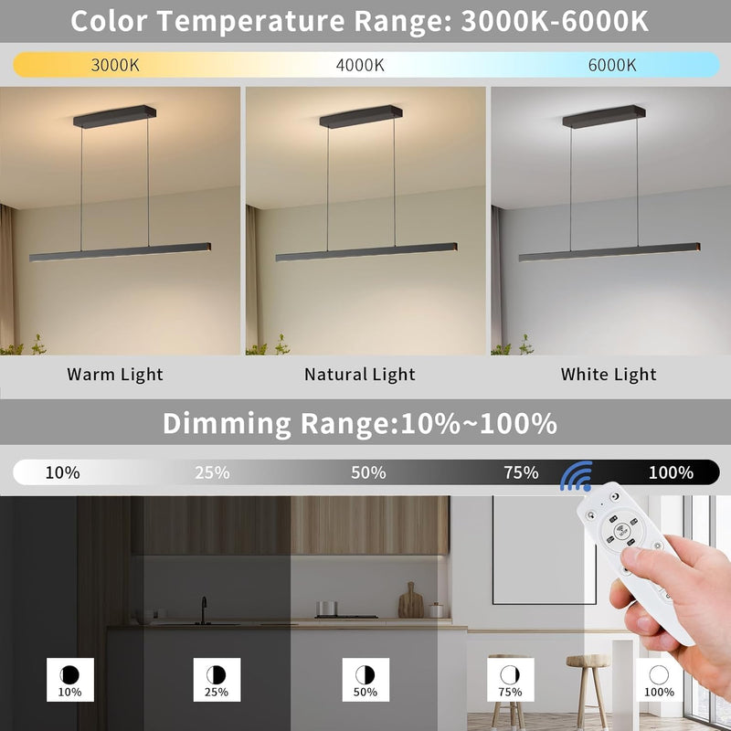 LED Pendant Lights Kitchen Island 3000K-6000K Adjustable Colour