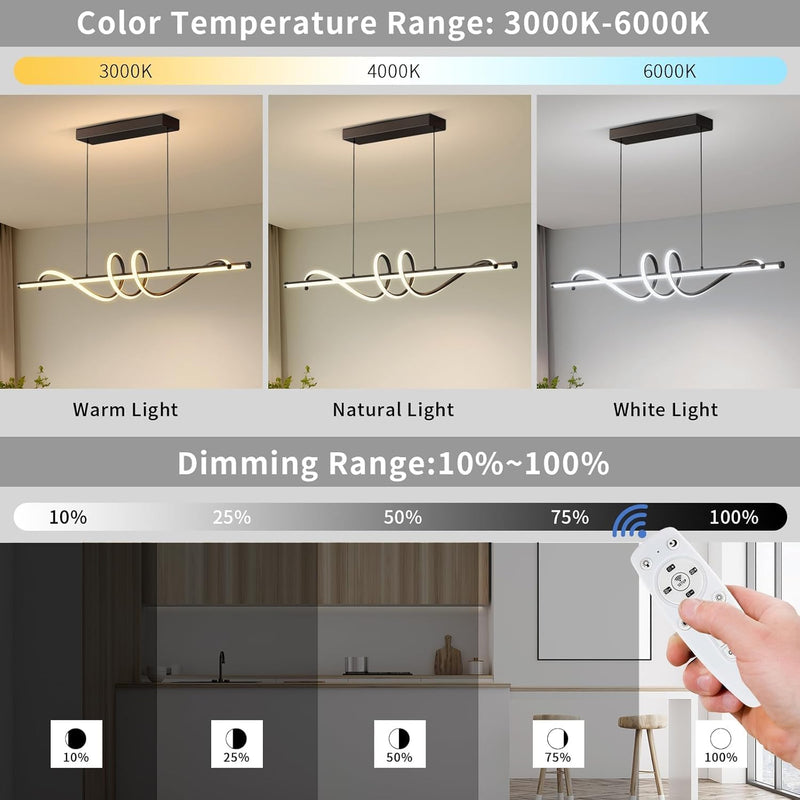 LED Pendant Lights Kitchen Island 3000K-6000K Adjustable Colour