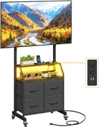 LED Rolling TV Stand on Wheels with Mount