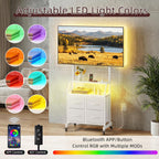 LED Rolling TV Stand on Wheels with Mount