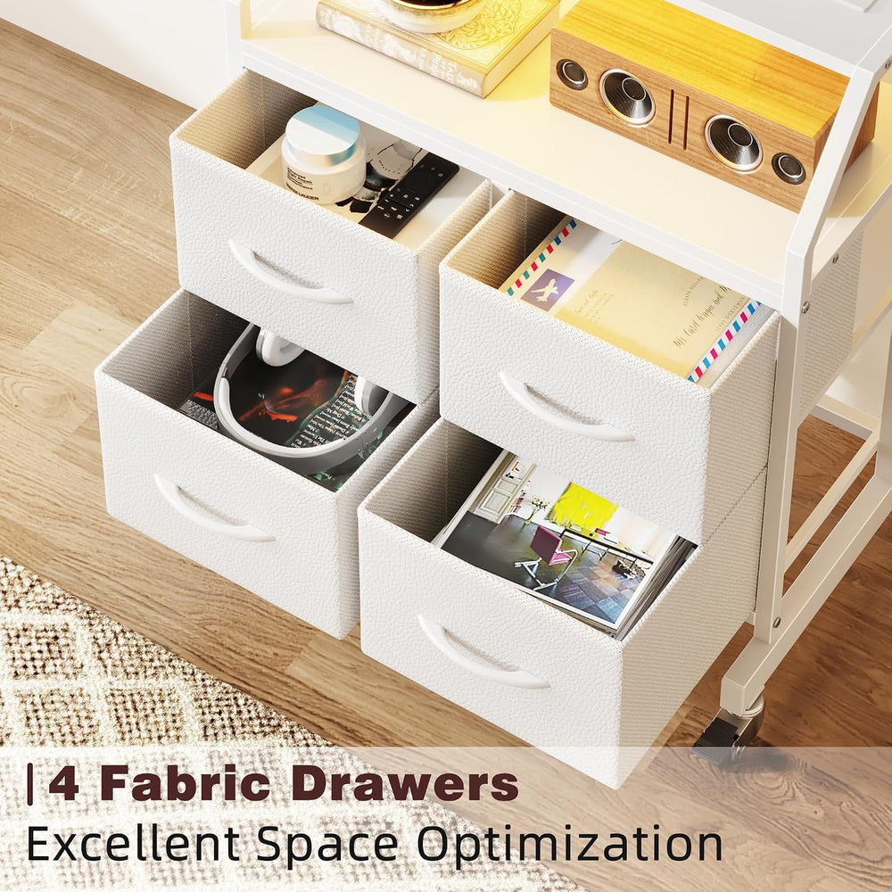 LED Rolling TV Stand on Wheels with Mount